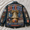Philly Court Legacy Basketball Fan Oversized Denim Jacket – Collector Edition PCLB04