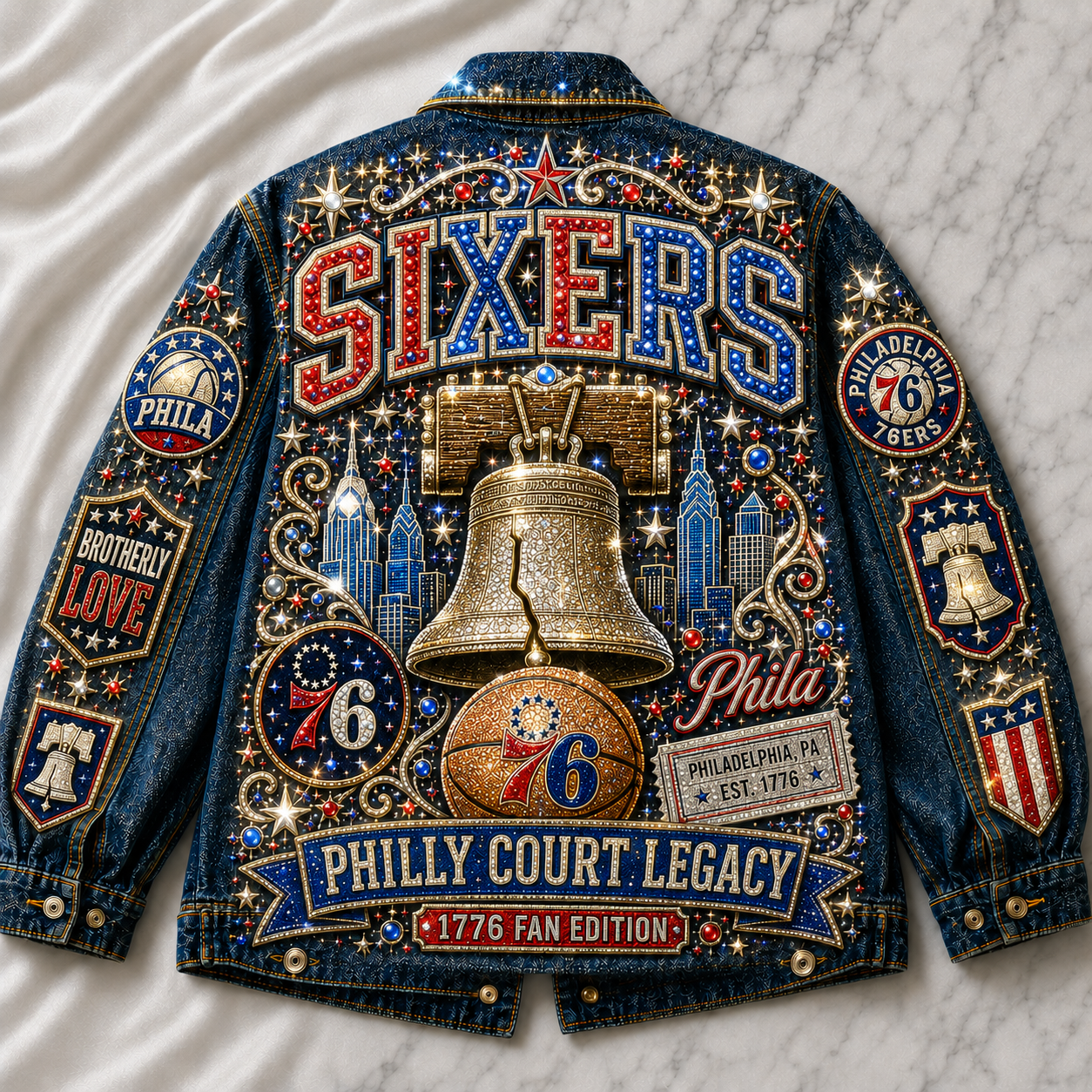 Philly Court Legacy Basketball Fan Oversized Denim Jacket – Collector Edition PCLB04