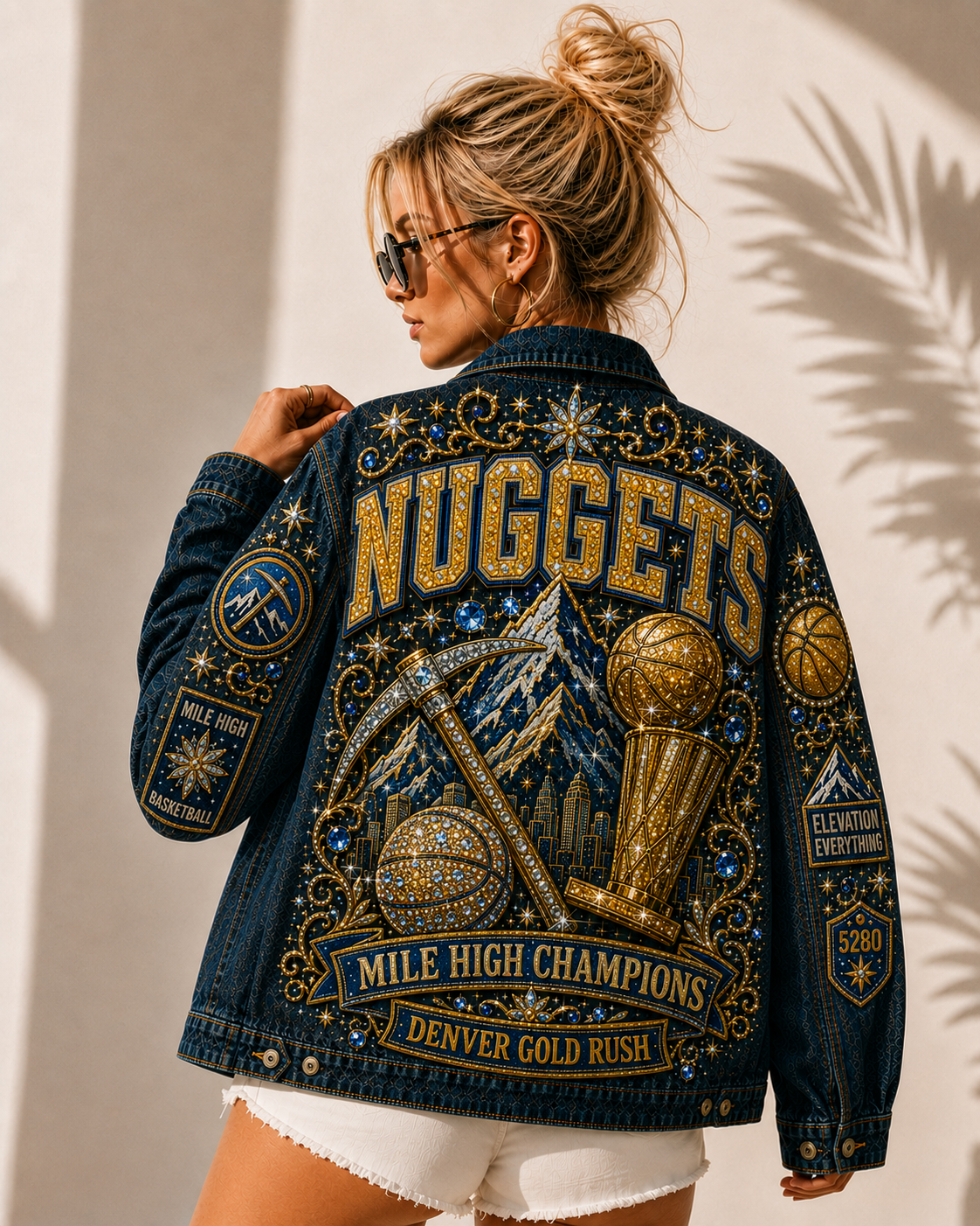 Mile High Gold Rush Basketball Fan Oversized Denim Jacket – Collector Edition MHGR04