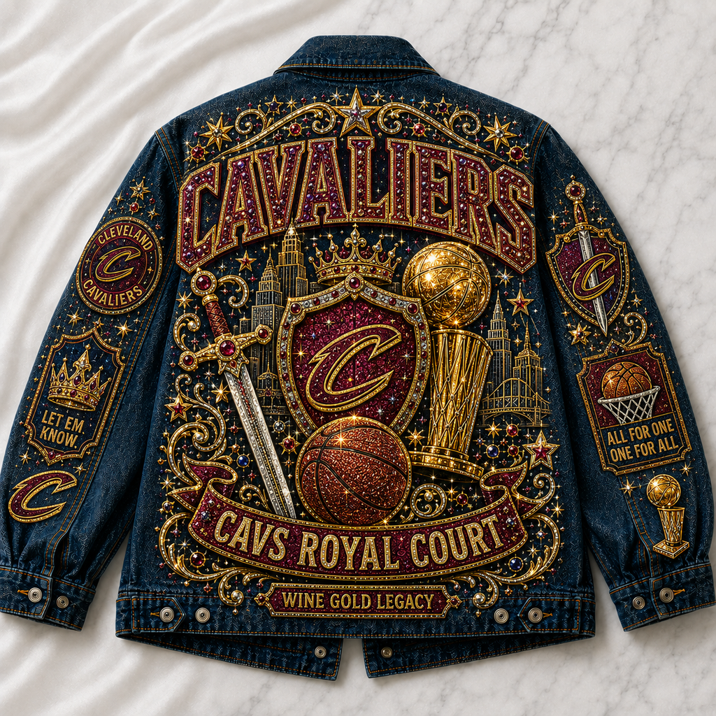 Wine Gold Royal Court Basketball Fan Oversized Denim Jacket – Collector Edition WGR04