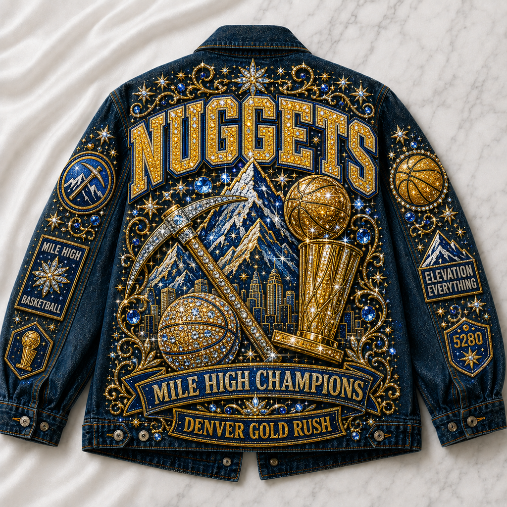 Mile High Gold Rush Basketball Fan Oversized Denim Jacket – Collector Edition MHGR04